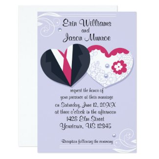 Bride and Groom Hearts Invitation