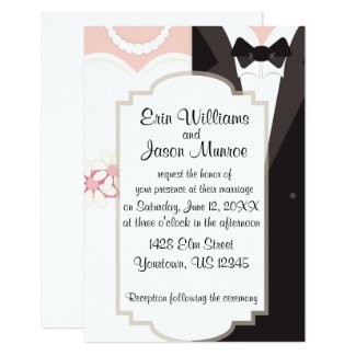 Bride Gown and Groom Tux Invitation