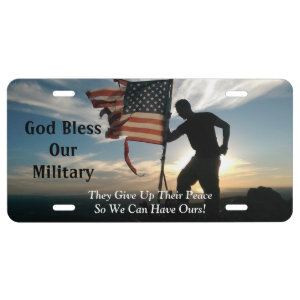 God Bless Our Military Front License Plate