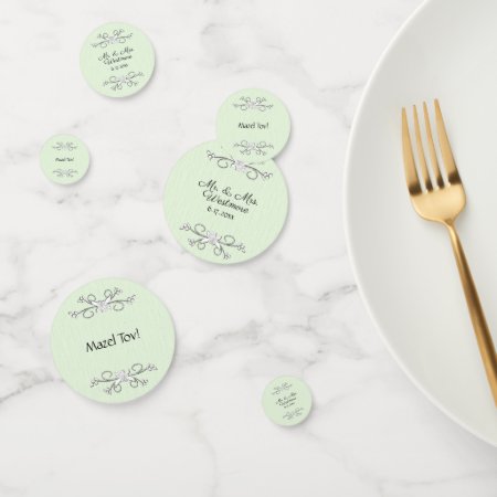 Mint Green Salutations Name and Date Confetti