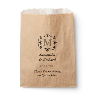 Elegant Wedding Monogram Thank You Favor Bag