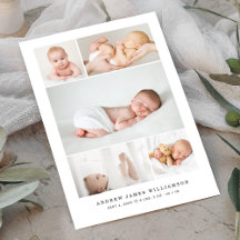 Photo Collage Birth Announcement Cards