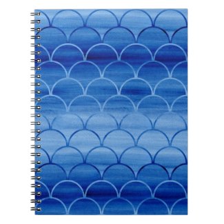 Dreamy Blue Watercolor Fan Shapes Notebook