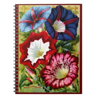 Victorian Botanical Morning Glory Spiral Notebook