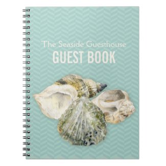 Sea shells art & chervon aqua guest book notebook