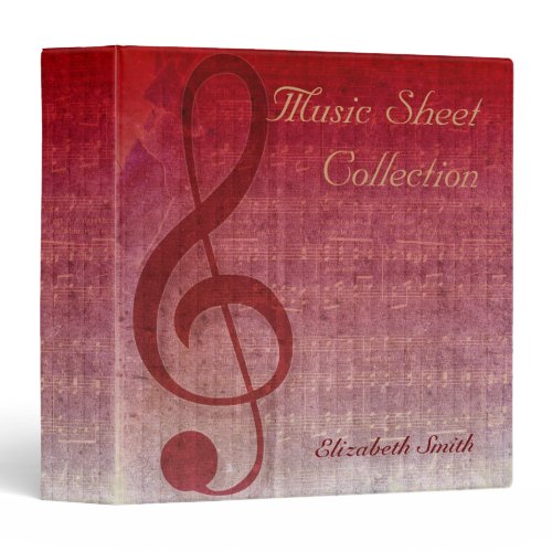 Cherry Red Clef Music Sheet Collection Binder