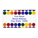 Rainbow Polka Dots on White shipping label