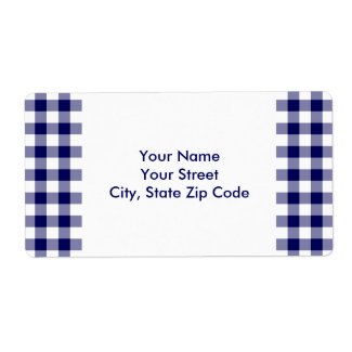 Navy and White Gingham Pattern address label
