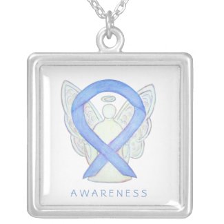 Periwinkle Awareness Ribbon Angel Jewelry Necklace