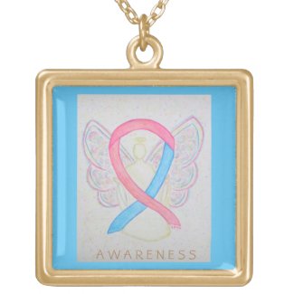 Pink and Blue Awareness Ribbon Jewelry Necklace
