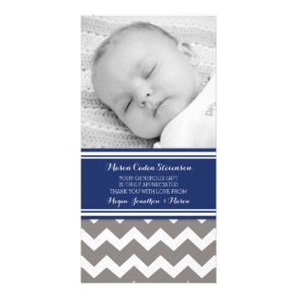 Blue Gray Thank You Baby Shower Photo Cards