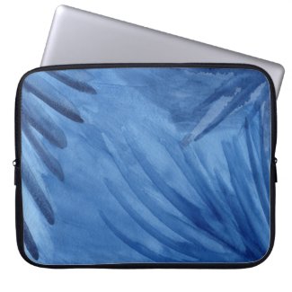 Abstract Blue Rays Watercolor Design Laptop Sleeve