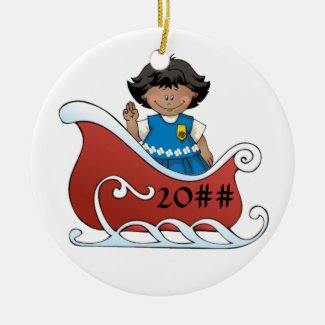 Daisy Scout Sled Dark Skin Ceramic Ornament