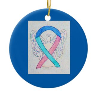 Thyroid Cancer Awareness Ribbon Angel Ornaments