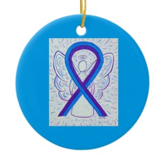 Blue and Purple Awareness Ribbon Custom Ornaments