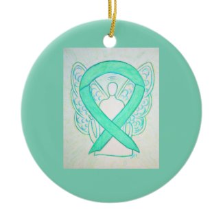 Jade Green Awareness Ribbon Angel Ornaments