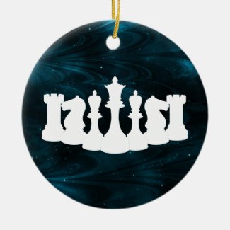Personalized Blue Nebula Chess Ornament