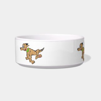 Running Dog Cartoon Customizable Pet Bowl