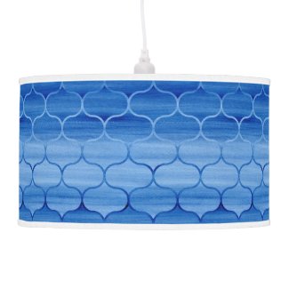 Dreamy Blue Watercolor Ogee Pattern Ceiling Lamp