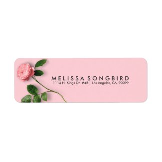 Elegant Single Pink Rose Label