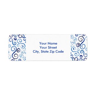 Blue Abstract Curves return address labels