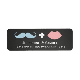 Mustache and Kiss Chalkboard Wedding Address Label