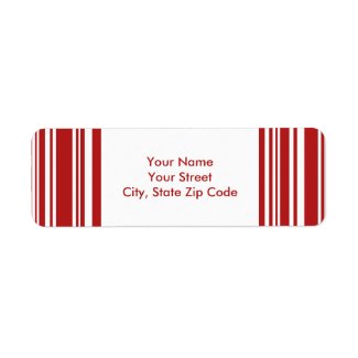 Modern Red and White Stripes return address labels
