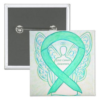 Liver Cancer Angel Jade Awareness Ribbon Art Pin