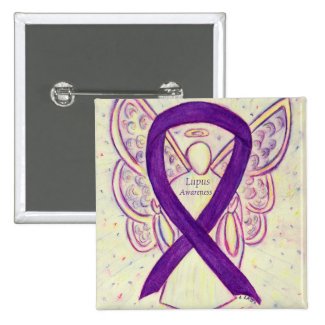 Lupus Purple Awareness Ribbon Angel Custom Art Pin
