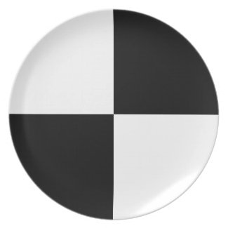 Black and White Rectangles Melamine Plate