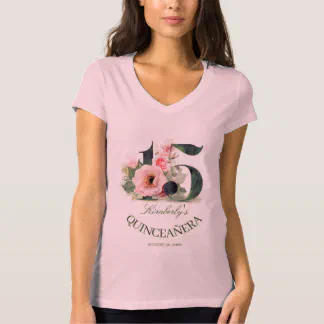 Quinceanera 15th Birthday Party Floral T-Shirt