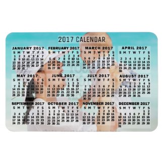 2017 Year Monthly Calendar Black | Add Photo Rectangular Photo Magnet