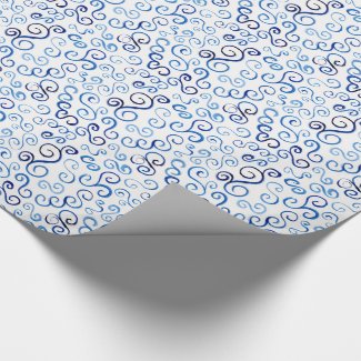 Whimsical Blue Watercolor Abstract Curves Wrapping Paper