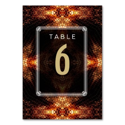 Golden Fire Wedding Menu+Table Number Card