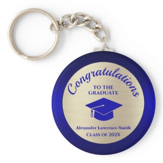 Congratulations Graduate Class of 2022 Blue Gold Keychain
