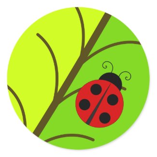 Ladybug On Leaf Stickers
