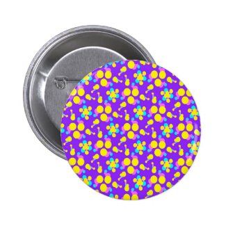 Pinback Button with Purple and Yellow Design