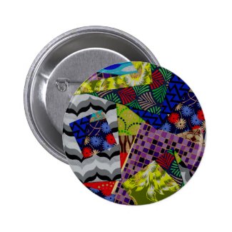Round Button with Multi-Patterned Collage