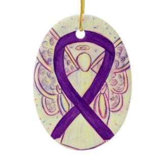 Purple Awareness Ribbon Angel Pendant Ornament
