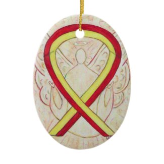 Red and Yellow Awareness Ribbon Angel Ornament