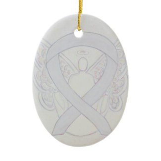 Pearl White Awareness Ribbon Angel Ornament