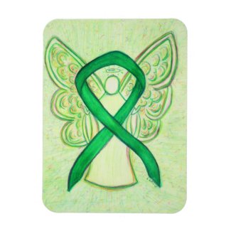 Green Awareness Ribbon Angel Art Custom Magnet