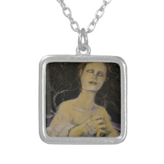 Girard Healing Heart Square Necklace Silver Plated