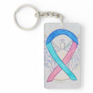 Thyroid Cancer Awareness Ribbon Angel Key chain
