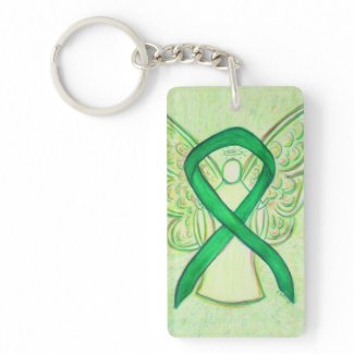 Green Awareness Ribbon Angel Key chain