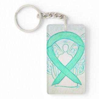 Jade Awareness Ribbon Angel Key chain