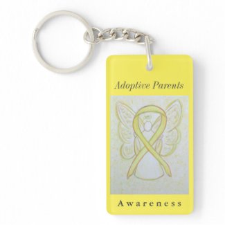 Adoptive Parents Awareness Ribbon Angel Keychain