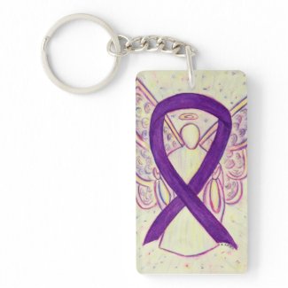 Purple Awareness Ribbon Angel Customized Key chain