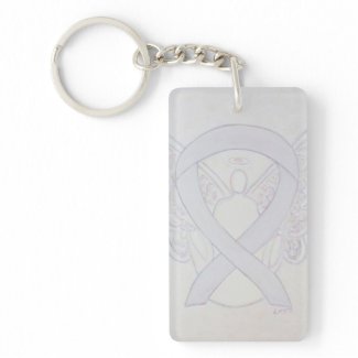 Pearl Awareness Ribbon Angel Key chain