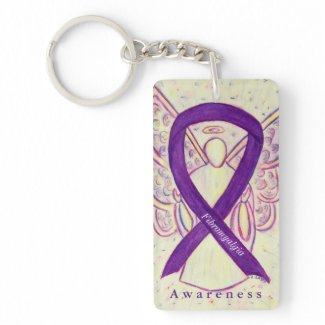 Fibromyalgia Angel Awareness Ribbon Keychain